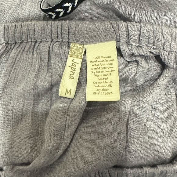 Women’s Gray Flowy Crop Top with Pom Poms - Picture 3 of 3